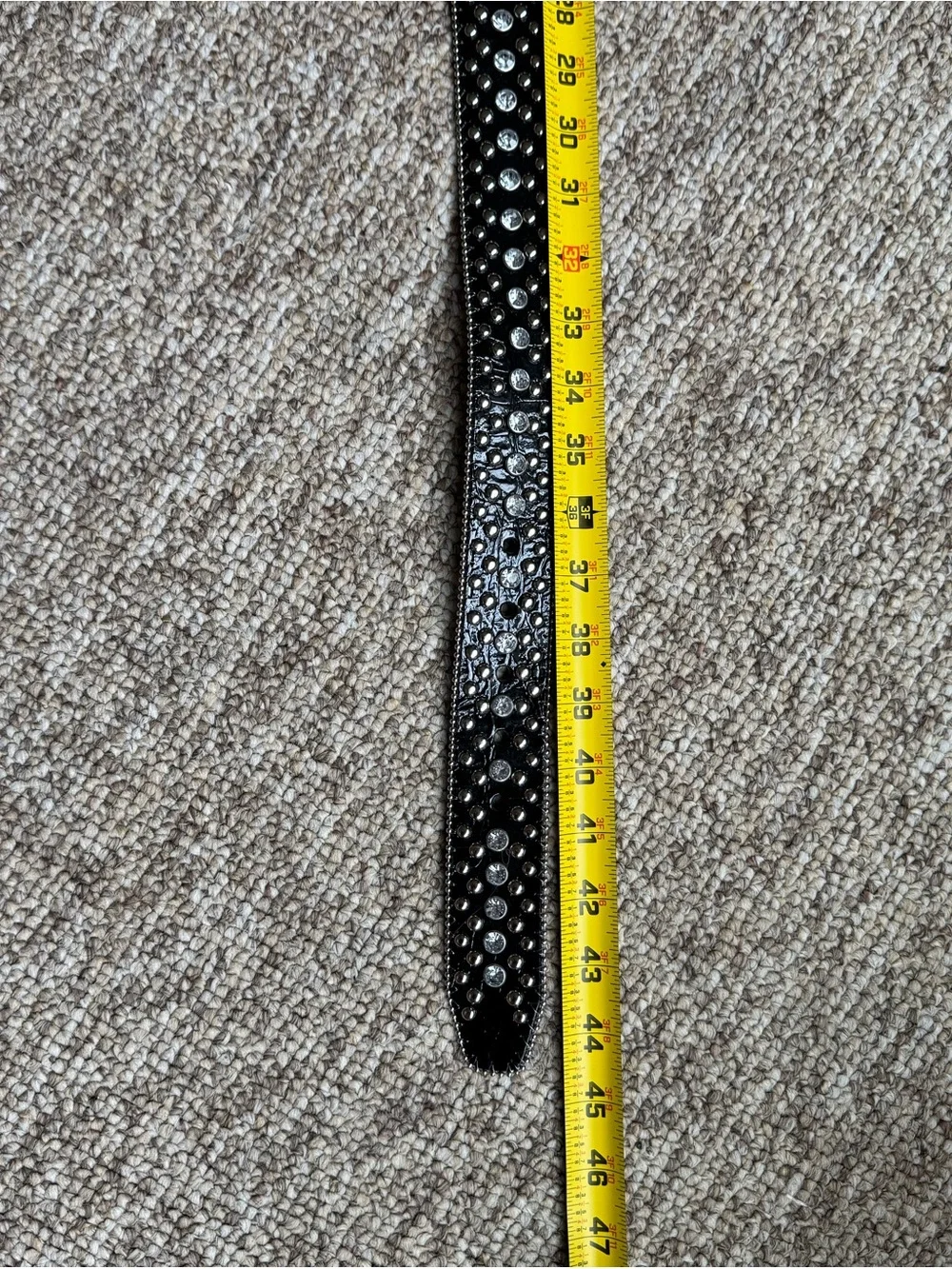 Women’s Black Studded Rhinestone Y2K Belt - Fashion Accessory L/XL